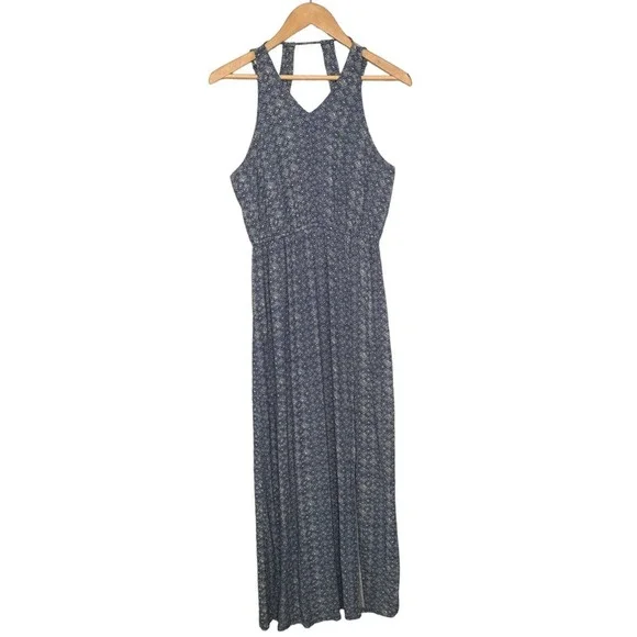 American Eagle Outfitters | Dresses | American Eagle Maxi V Neck Sleeveless  Drape Arm Racerback Geometric Dress Blue M | Poshmark